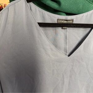 Lane Bryant Pale Gray V-Neck Blouse